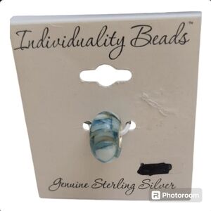 Individuality Beads Sterling Silver Core Teal Glass Charm Bead
